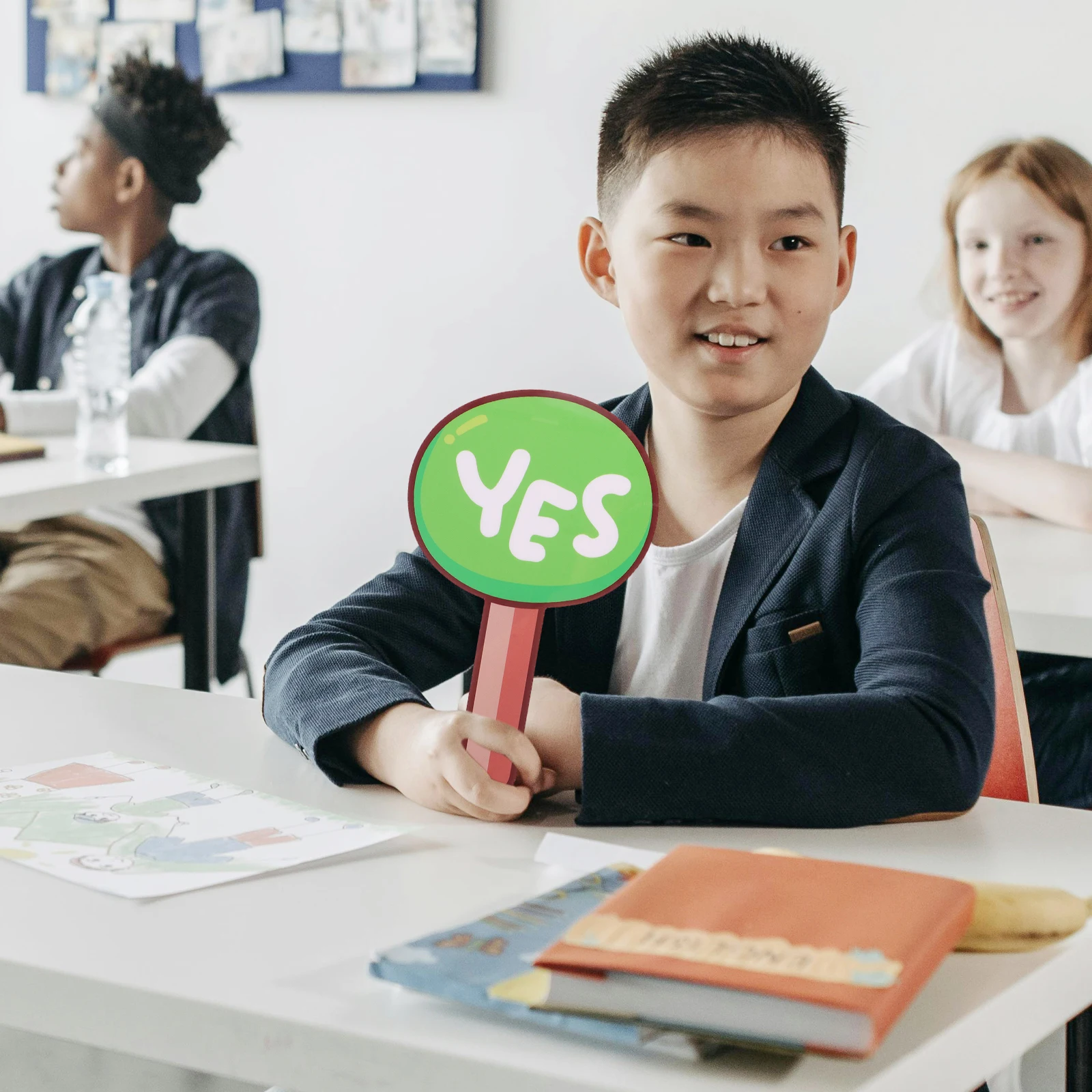 2Pcs PVC No Yes Paddle Classroom Voting Board Teacher Judging Board Portable School Accessories Handheld Reusable