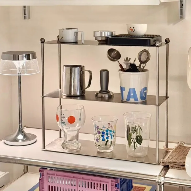 Minimalist INS style stainless steel multi-layer storage rack, used cup holder, organizer, cosmetic aromatherapy storage rack