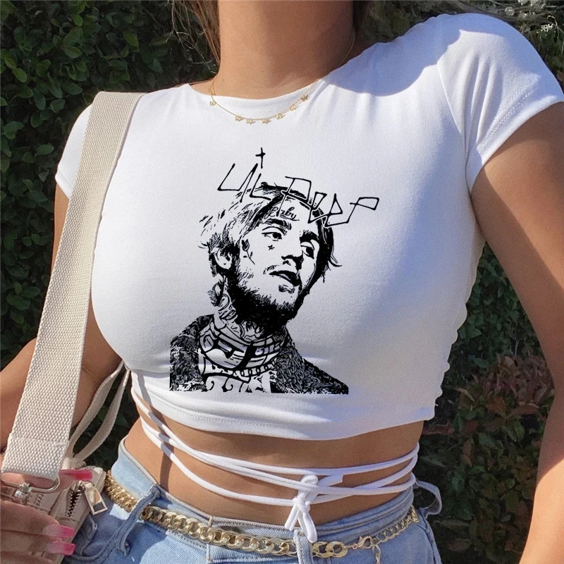 Lil Peep Hip-hop Slim Fit T-shirts Ulzzang Ttumblr Japanese Harajuku Kawaii Couple Women Crop Top Summer Sexy Streetwear Clothes