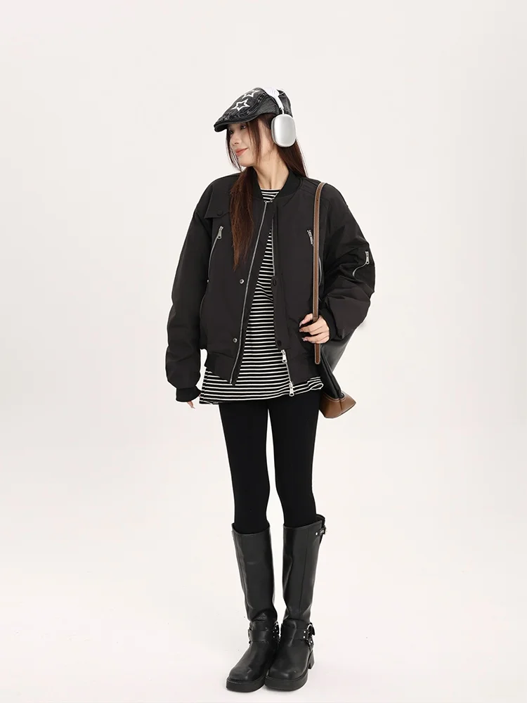 

Fang Pao Yang Women's ort Thiened Cotton Jaet Zipper Warm Winter Outerwear Korean Sle Slim Fit Long Sve Stand Collar