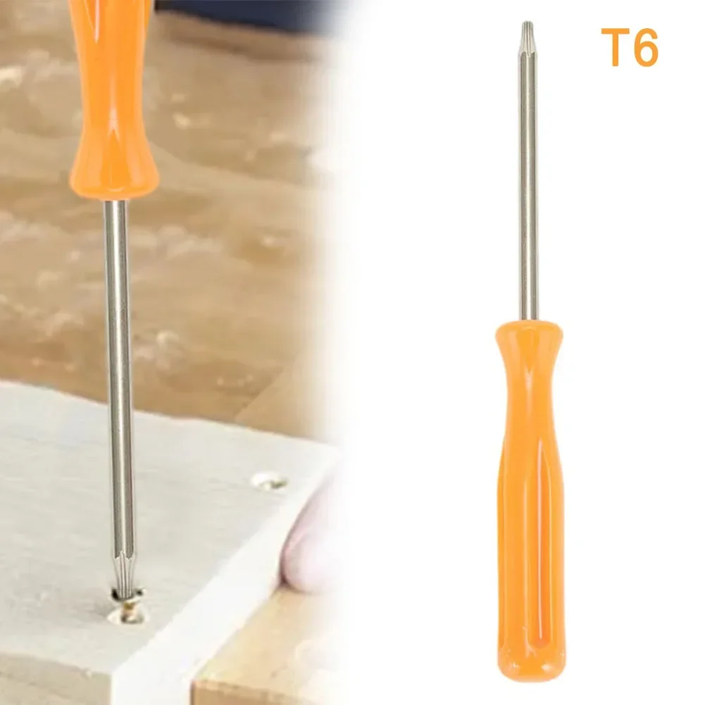 T6 Solid Tip Screwdriver For Game Console, Securely Opens Consoles, Steel And Plastic Build, Orange And Silver Color Combination