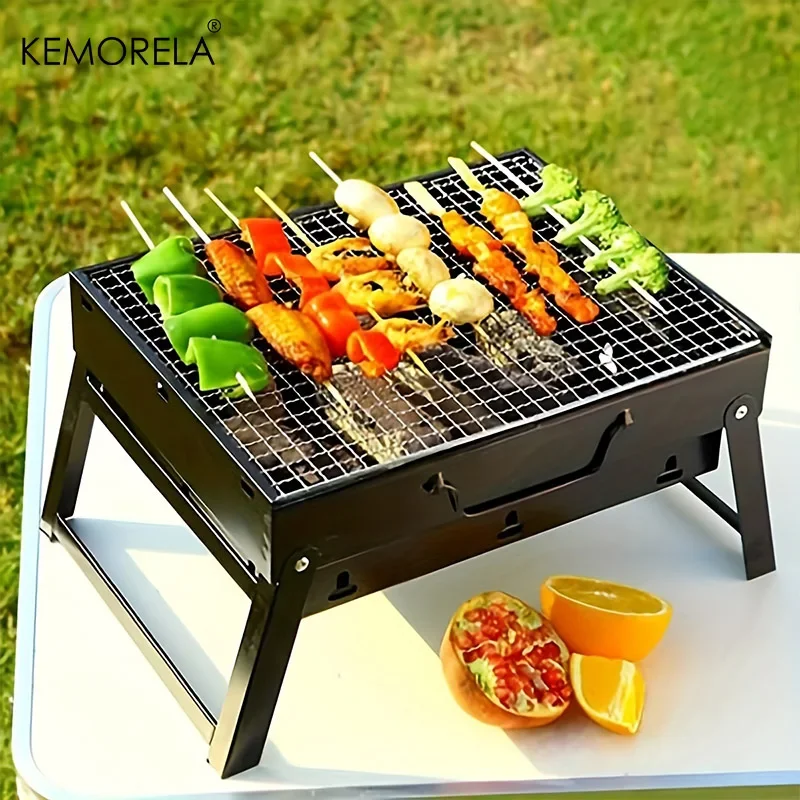 New Portable Barbecue Charcoal Grill Stainless Steel Mini Barbecue Kit Outdoor Cooking Camping Picnic Beach Portable Barbecue