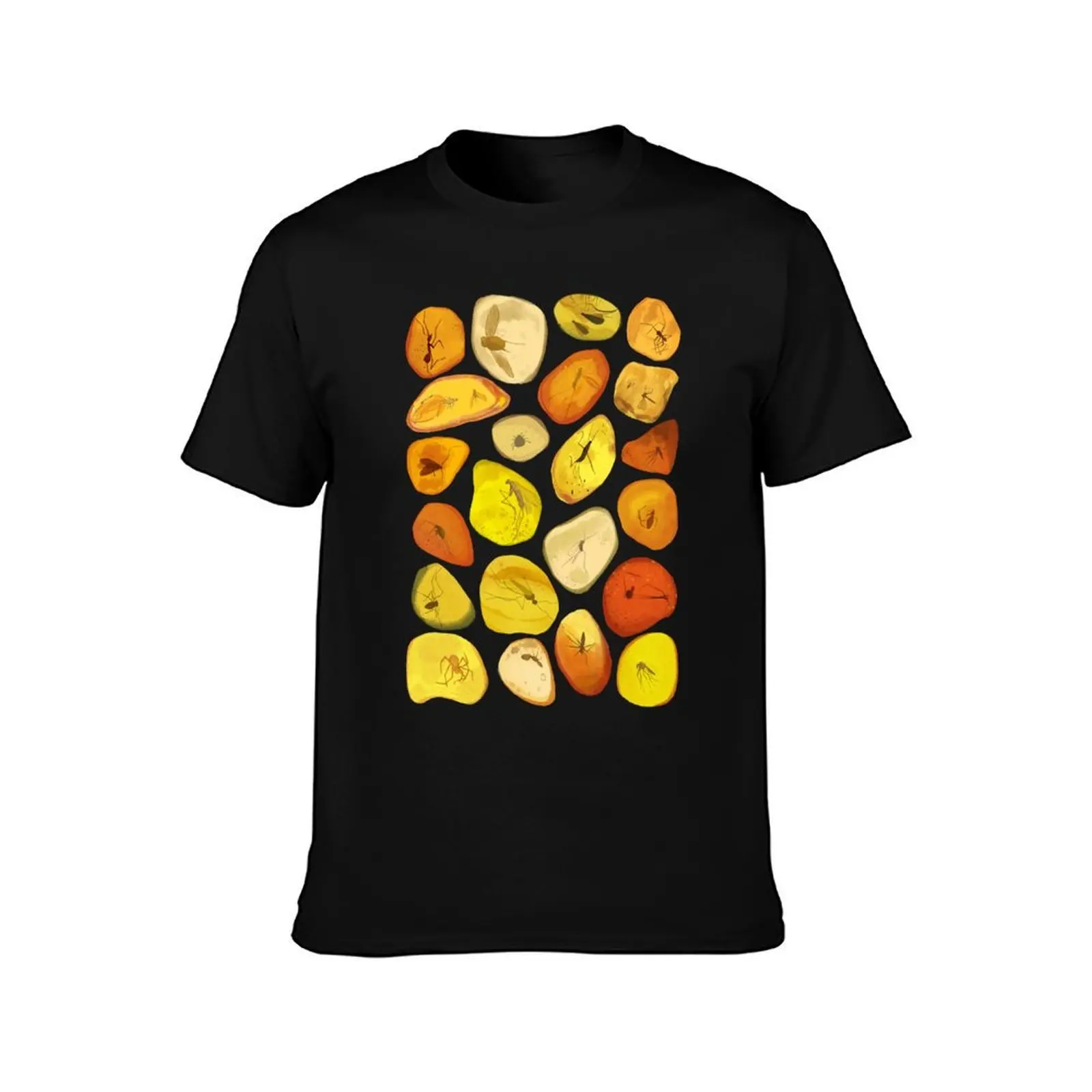 Insects in Amber T-Shirt, Summer Casual Cotton Tee, Oversized Streetwear Tops, Vintage Graphic Print, Loose Fit Short Sleeve