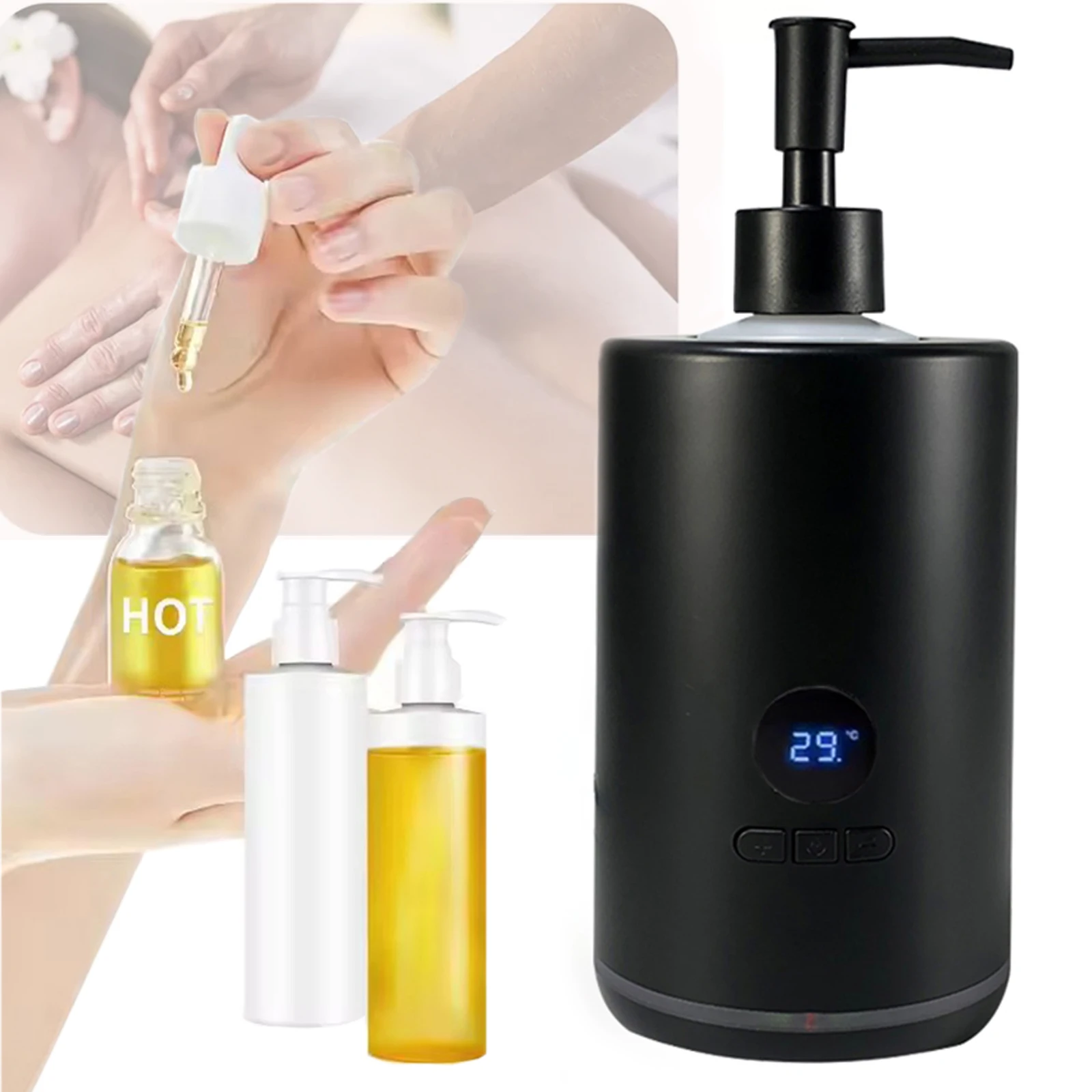 

Массажный нагреватель масла с одной бутылкой, регулируемый многофункциональный нагреватель для лосьона и крема, портативный быстрый нагрев для салона, спа, вилка европейского/американского стандарта