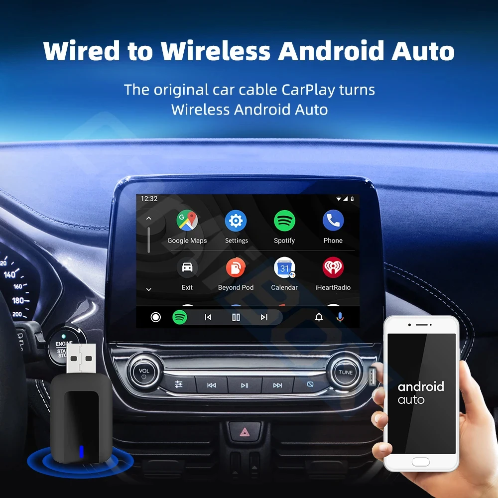 EKIY Car Intelligent Systems For Car With Wired CarPlay 2in1 Wireless CarPlay Dongle Wireless Android Auto Adapter AI TV Box