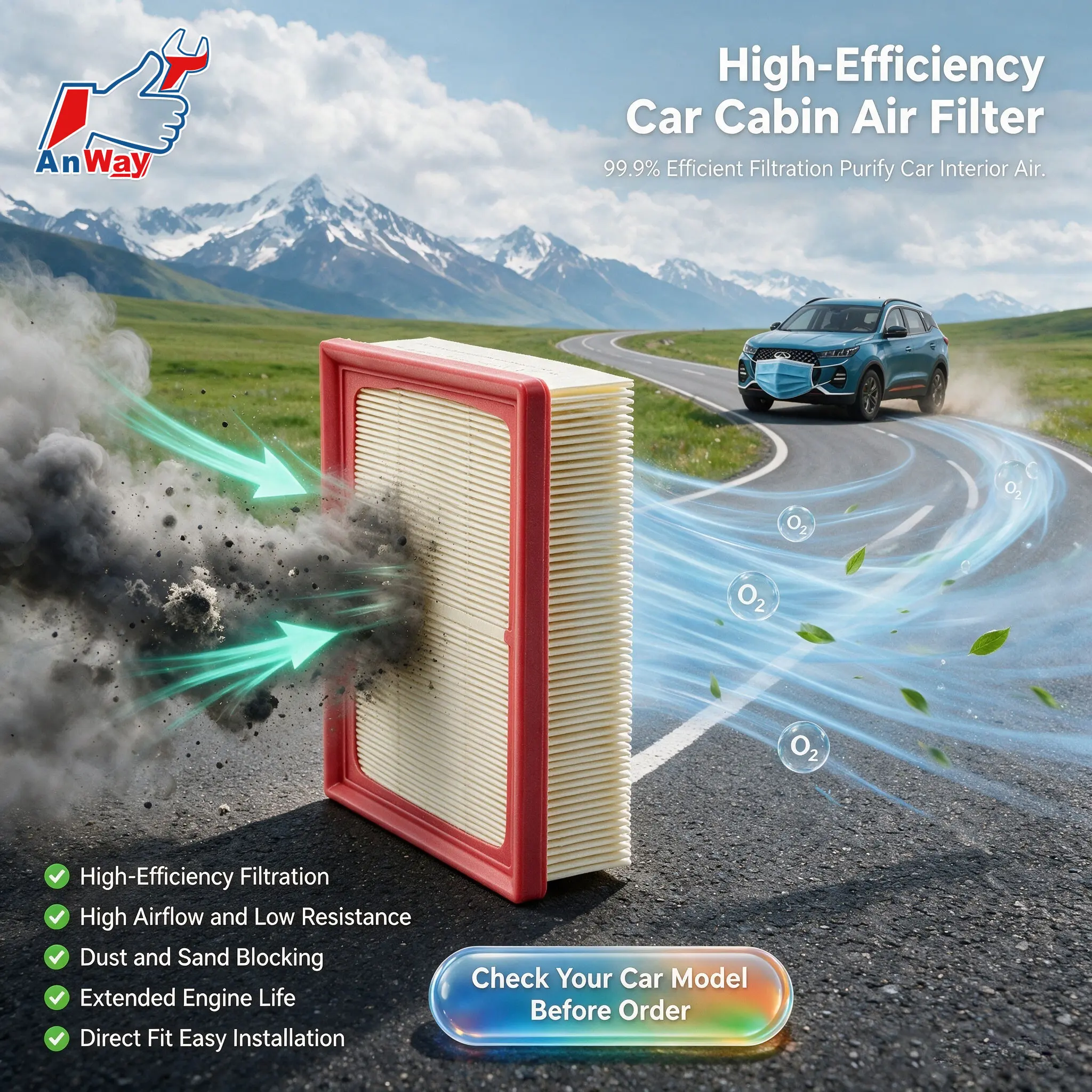 Custom Fit Car Engine Air Filter For Chery Tiggo 7 Pro 1.6T 2020-2025 Auto Air Intake Filter High Performance Air Filter
