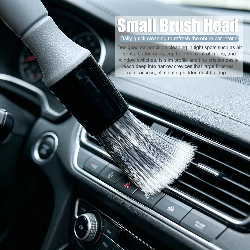 AUTOBRIGHT Doppelkopf-Autodetailing-Bürste Premium Weiche Borsten Reinigungsbürste für Autoinnenraum, Zuhause, Tastatur & Kleine Fugen – Detail 7