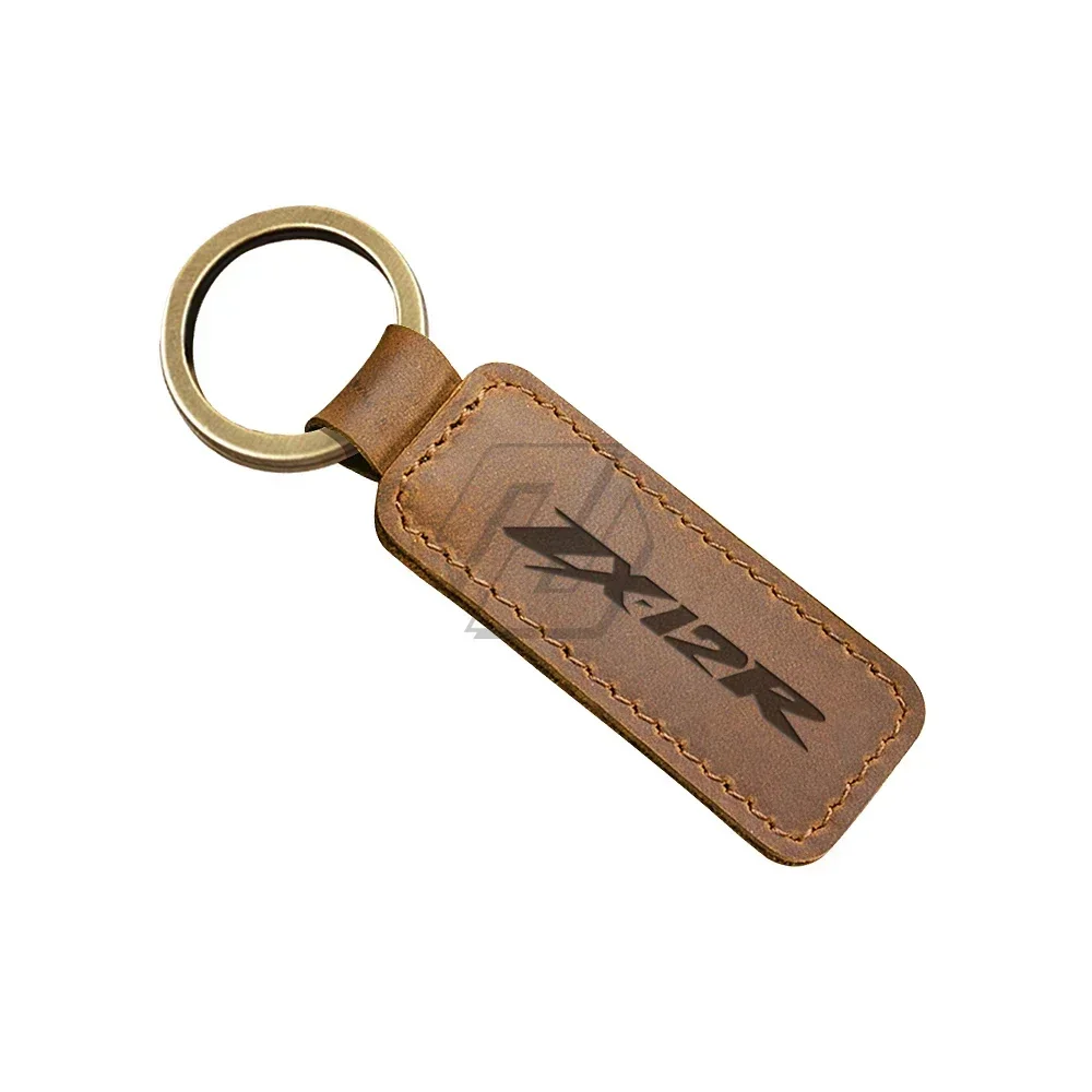 For Kawasaki ZX12R ZX-12R Key Chain Motorcycle Keychain Cowhide Key Ring