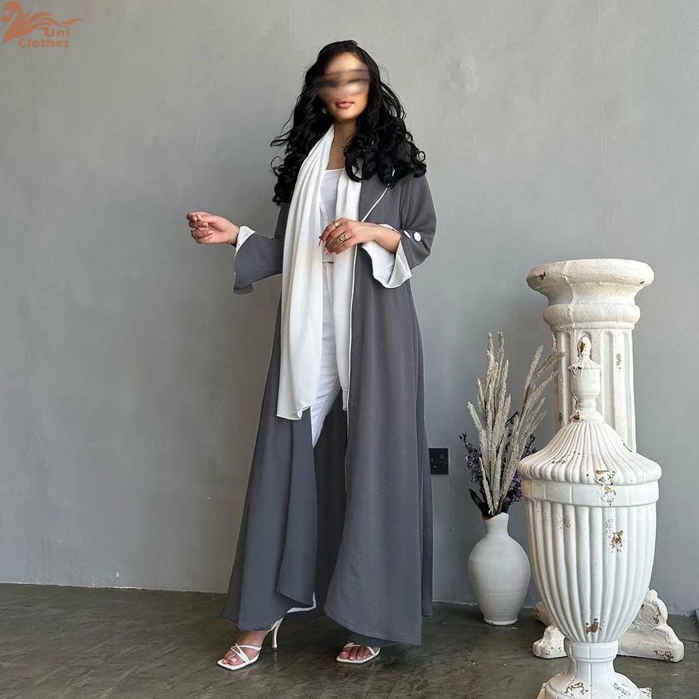 

Uni Fashion Solid Casual Open Kimono Abayas Jalabiya Saudi Robe Femme Mosslim Ramadan Clothing Galabia Kabaya Islam Kaftan