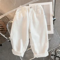 Childrens Spring and Autumn New Casual Pants Fashion White Boys Jeans High Quality Boys Kids Loose Trousers 2-8 Years