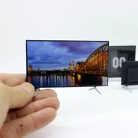 1/12 Dollhouse Mini TV with Stand  TV Scale Miniature Model Home Decor Decoration Toys Gift Doll House Accessories Crafts