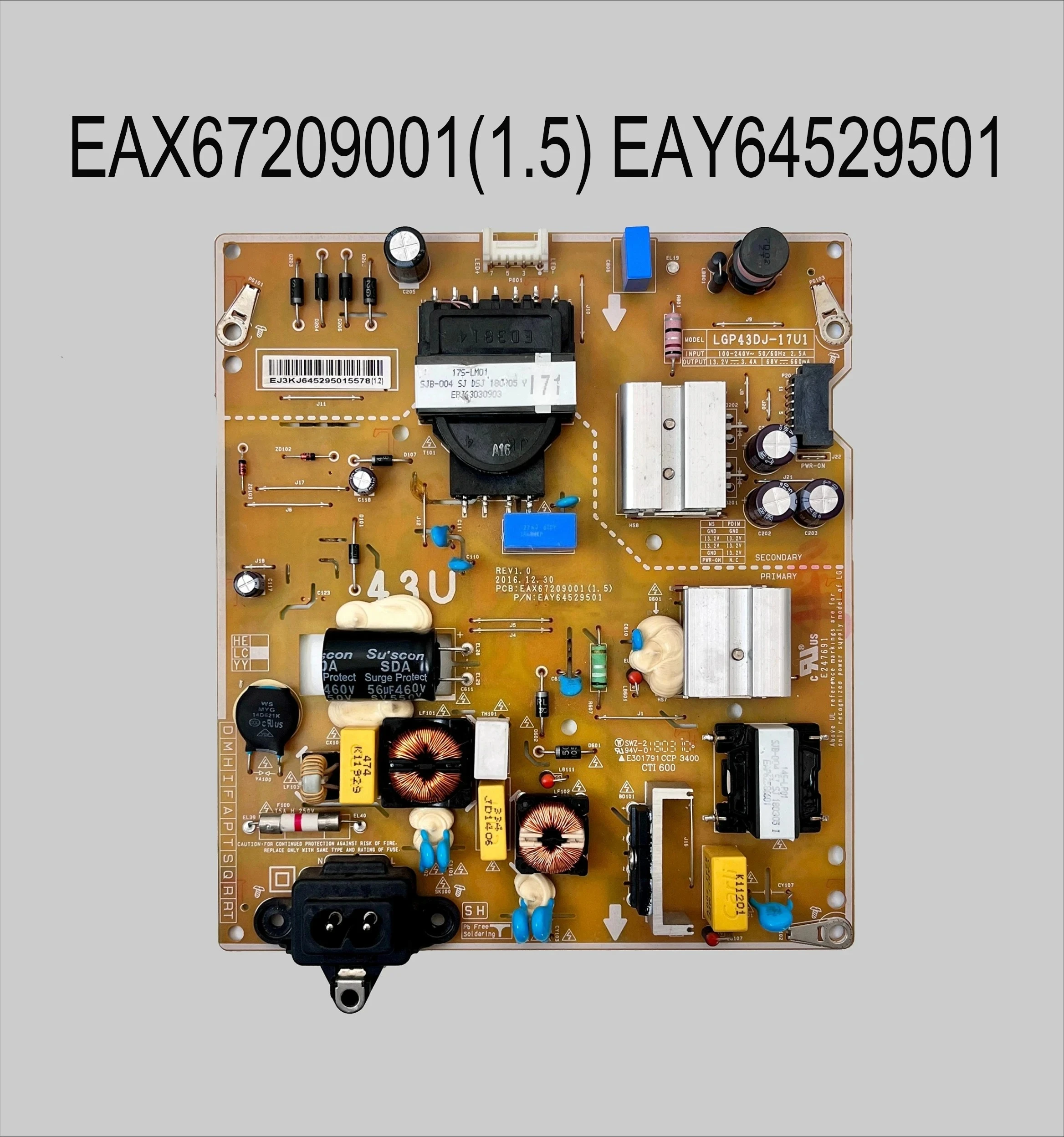 

EAX67209001(1.5) EAY64529501 LGP43DJ-17U1 Power Supply Board Be Suitable For TVs 43UK6300PUE 43UM6910PUA 43UN6950ZUA 43UN7000PUB