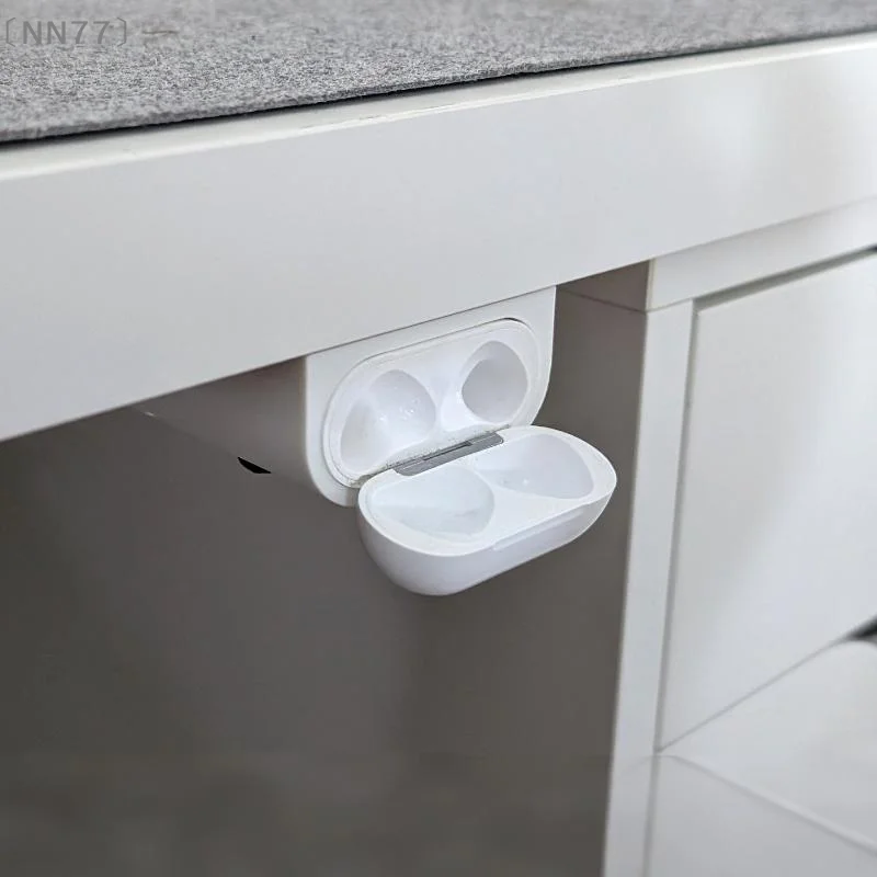 〔NN77〕Under Desk Earphone Case Charging Dock Adhesive Mount Space Saving Home Office Desktop Organizer〔W7〕