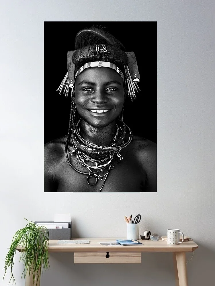 8Style Choose African Tribal People Portrait, Art Print Silk Poster Home Wall Decor