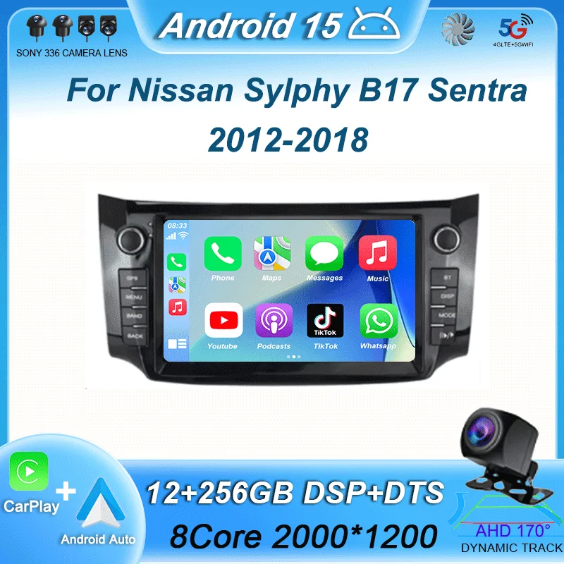 Carplay Android 16 Car Radio For Nissan Sylphy B17 Sentra 2012 2013 2014 2015 2016 2017 2018 Multimedia Dvd Video Player Stereo