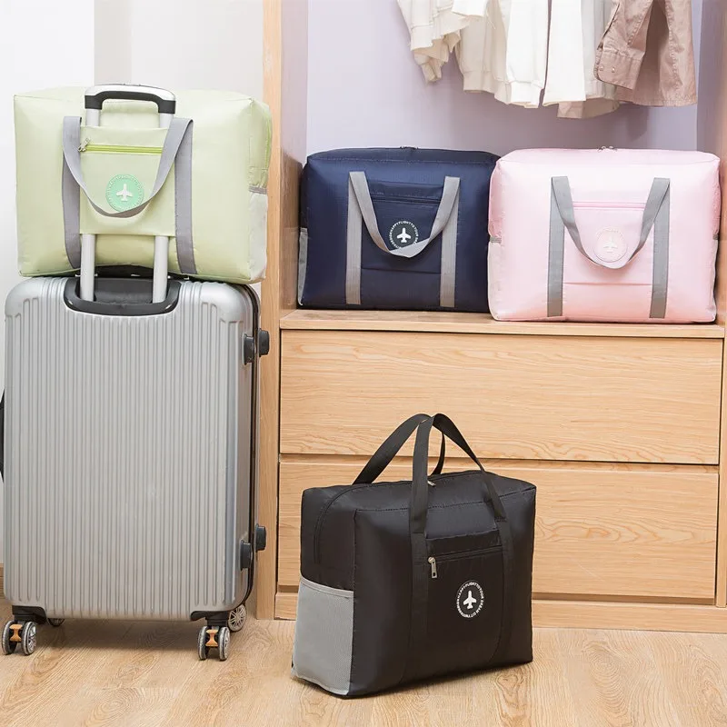 Oxford Foldable Luggage Bag Round Label Travel Bag Carry-On Suitcase Moving Packing Bag Storage Bag for Airplane Trips