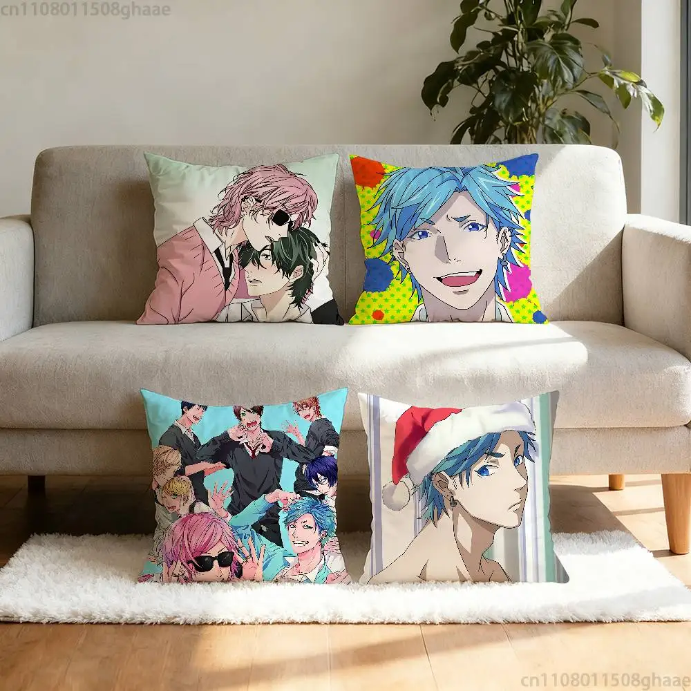 

Cute M-Manga Yarichin Club Pillow Case Square Double-Sided Printing Short Plush Sofa Cushion Cover Bedroom Bedside Pillow