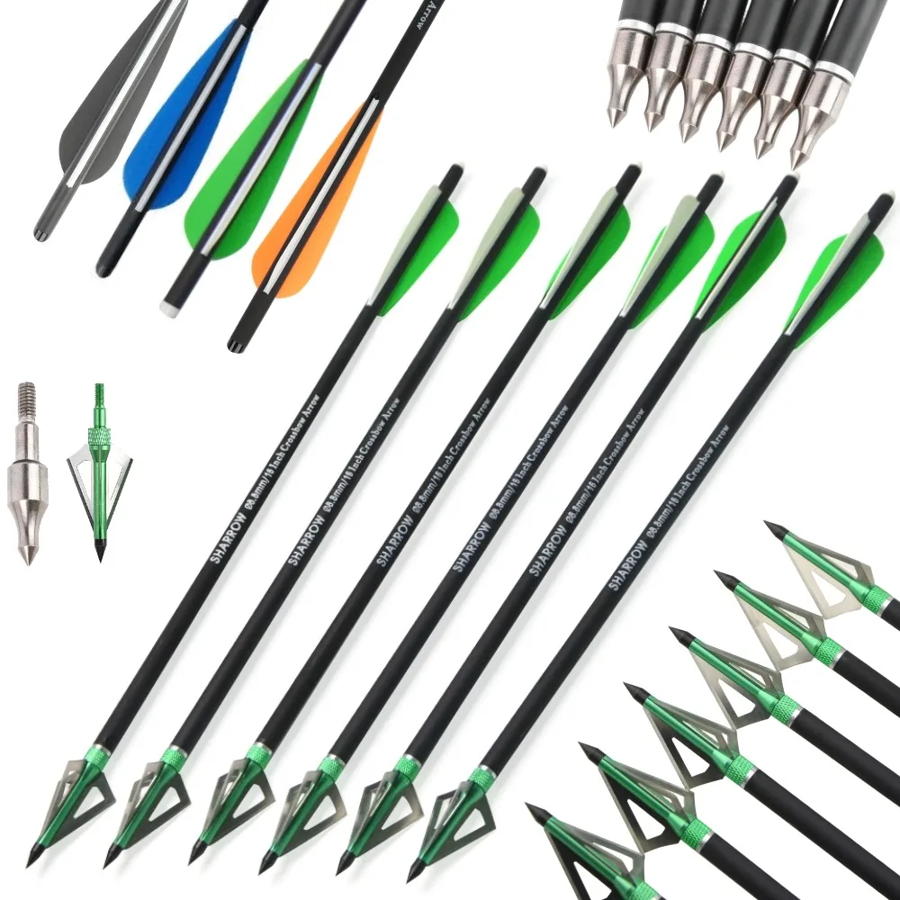 

16/17/18/20/21/22" Crossbow Bolts Carbon Arrows with 100Grain Blade Broadhead Crossbow Outdoor Hunting Shooting Arrows 6/12Pcs
