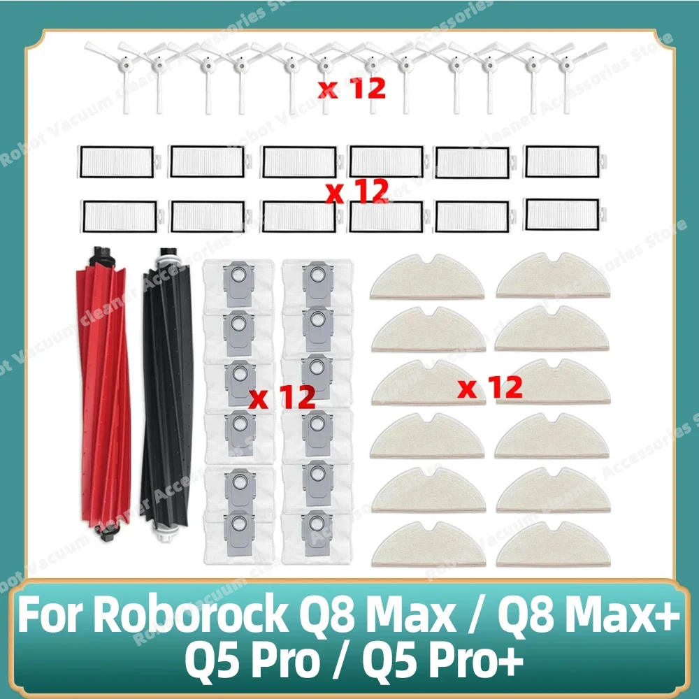 For Roborock Q8 Max / Q8 Max+ / Q5 Pro / Q5 Pro+ Robot Vacuum Cleaner Main Side Brush HEPA Filter Mop Cloths Rags Dust Bag Parts