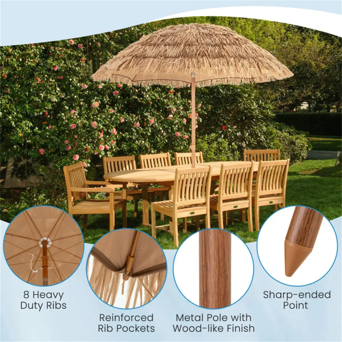 

6.5ft Outdoor Patio Umbrella - UV, Adjustable Tilt, Weather-Resistant Canopy