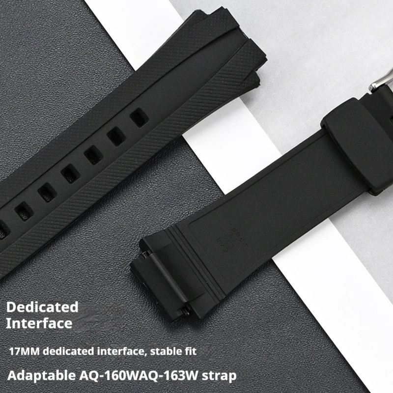 Strap for Casio Electronic Watch AQ-160W AQ-163W Convex Men Waterproof Sport TPU Silicone Wrist Bracelet Band Accessories 17mm