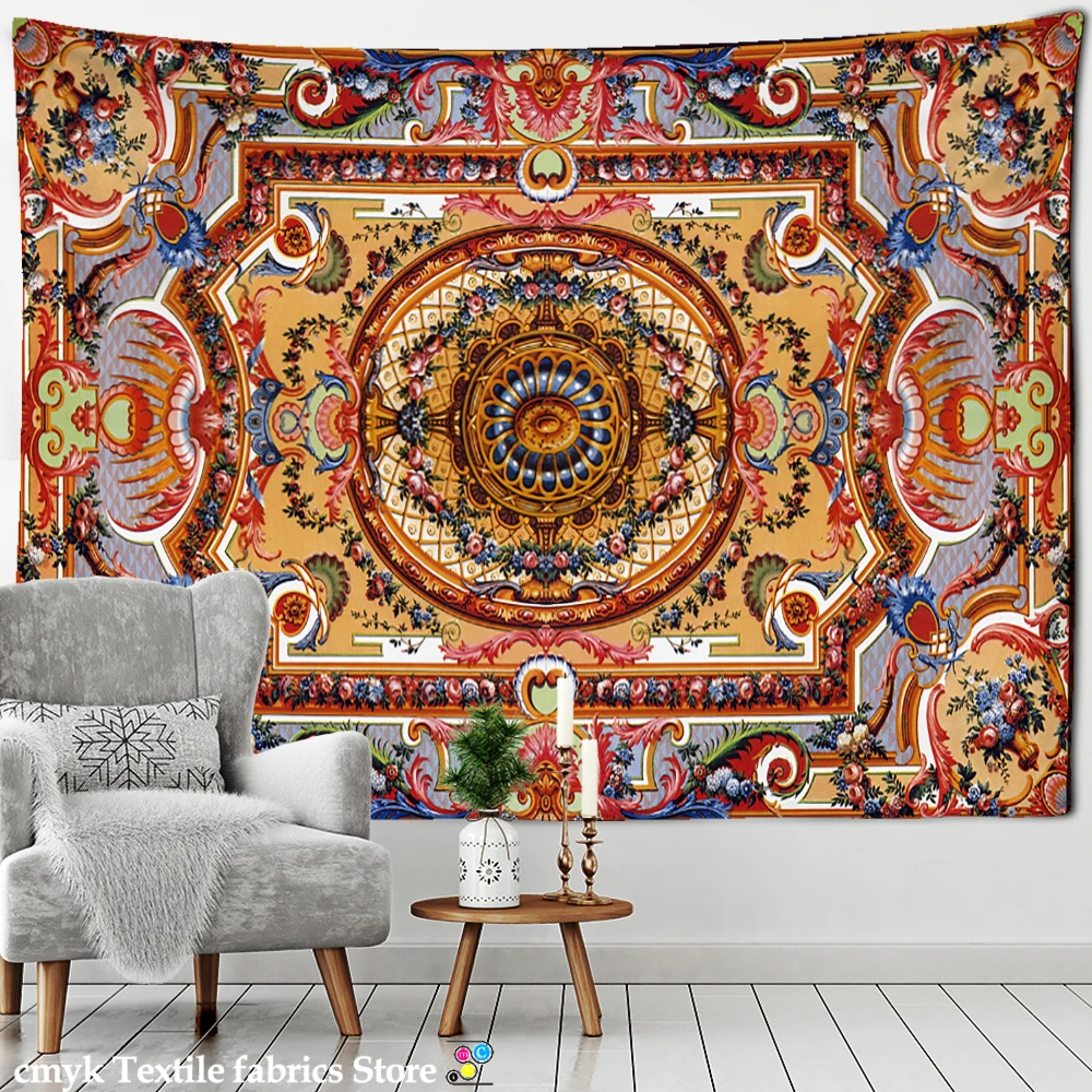 Mandala Rug Pattern Tapestry Wall Hanging Boho Aesthetic Room Tapiz Hippie Art Decor Background Fabric