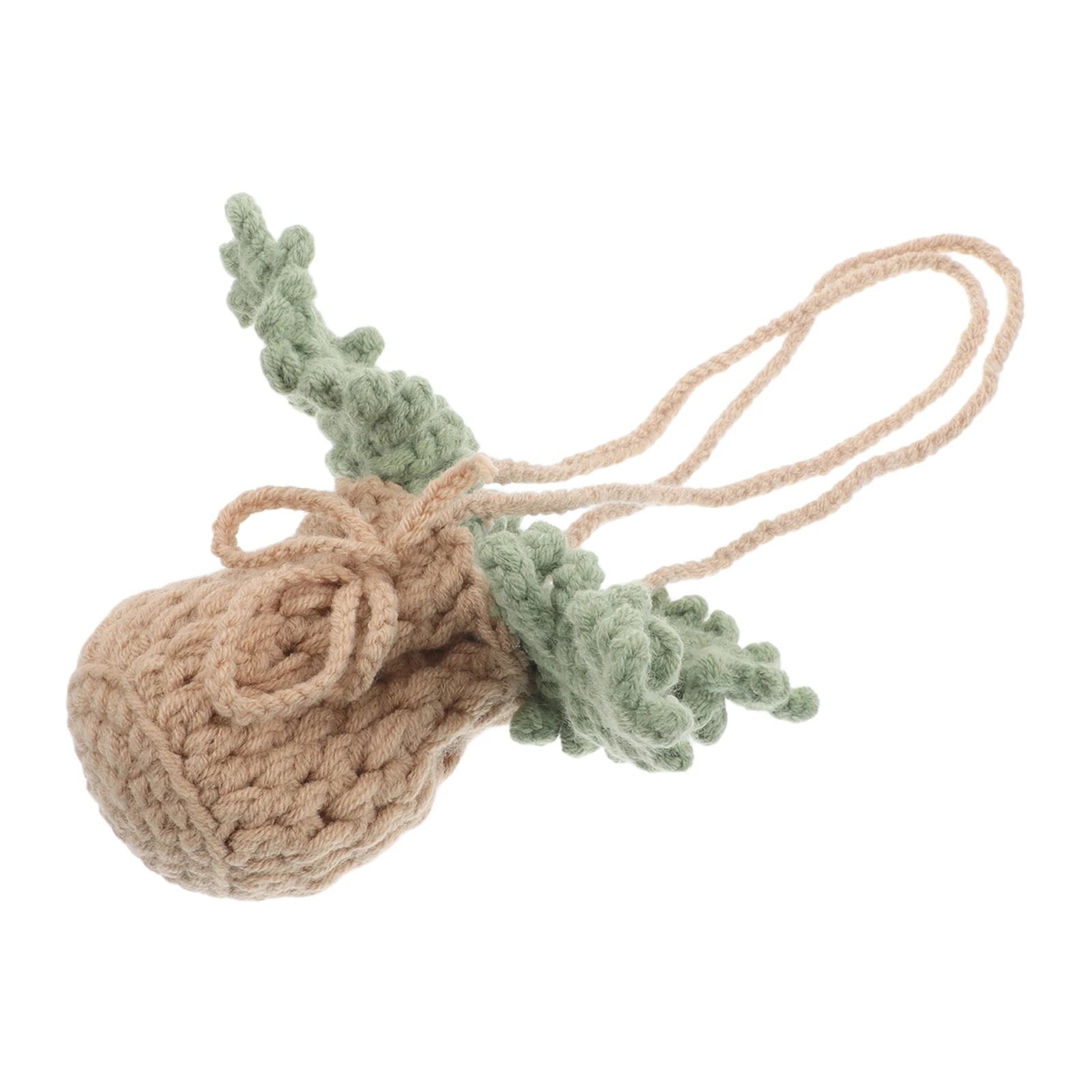 

2Pcs Car Crochet Plant Hanging Ornament Rearview Mirror Decoration Handwoven Knitted Basket Flower Car Charm Accessories