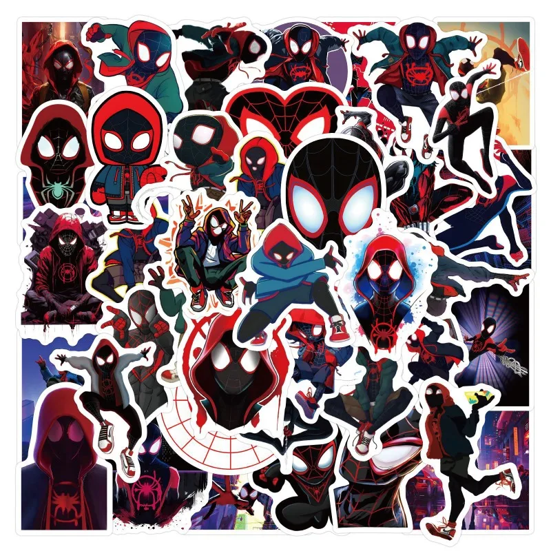 New Marvel Spider-Man 50pcs Cartoon Anime Stickers Miles Morales Graffiti computer water cup DIY Bike Toy Sticker children gift