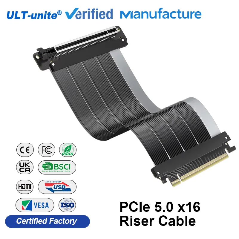 

Кабель-удлинитель ULT-unite для вертикального монтажа GPU, скорость 128 ГБ/с, высокоскоростной, PCIe 5.0, совместим с PCIe 4.0/3.0