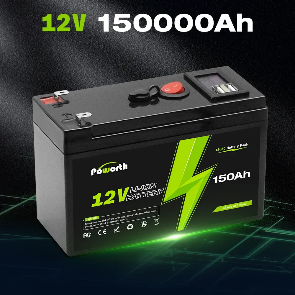 

12V 150Ah Battery,4000+ Cycles Rechargeable Lithium Battery, Built-in BMS, Perfect for Ride on Toys, Scooters, Fish Finders