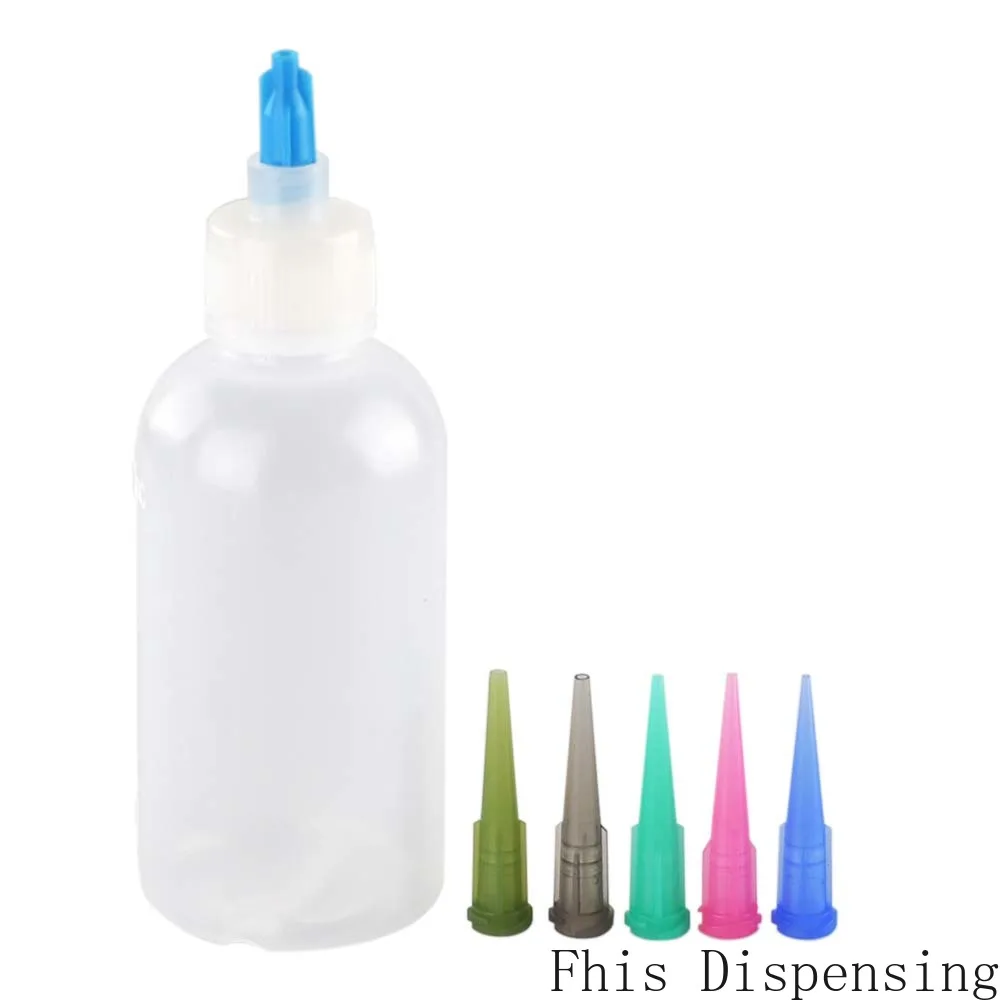 14G-22G Precision Tapered Needle Tips 30ml 50ml Luer Lock Bottle Strong Connection Plastic Applicator Squeeze Pack of 2