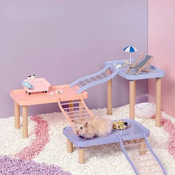 Functional  Hamster House Desk Platform Pet Stand Toy Station Board Pet Products Hamster Cage Golden Bear Toy Supplies