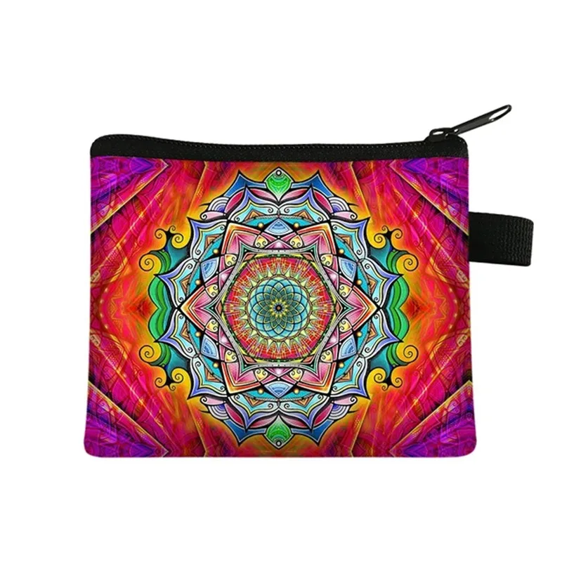 Mandala Flower 3D Printed Coin Purse Woman Shopping Portable Coin Case ID Card Case Multicolor Pattern Wallet Coin Bag Gift Bags