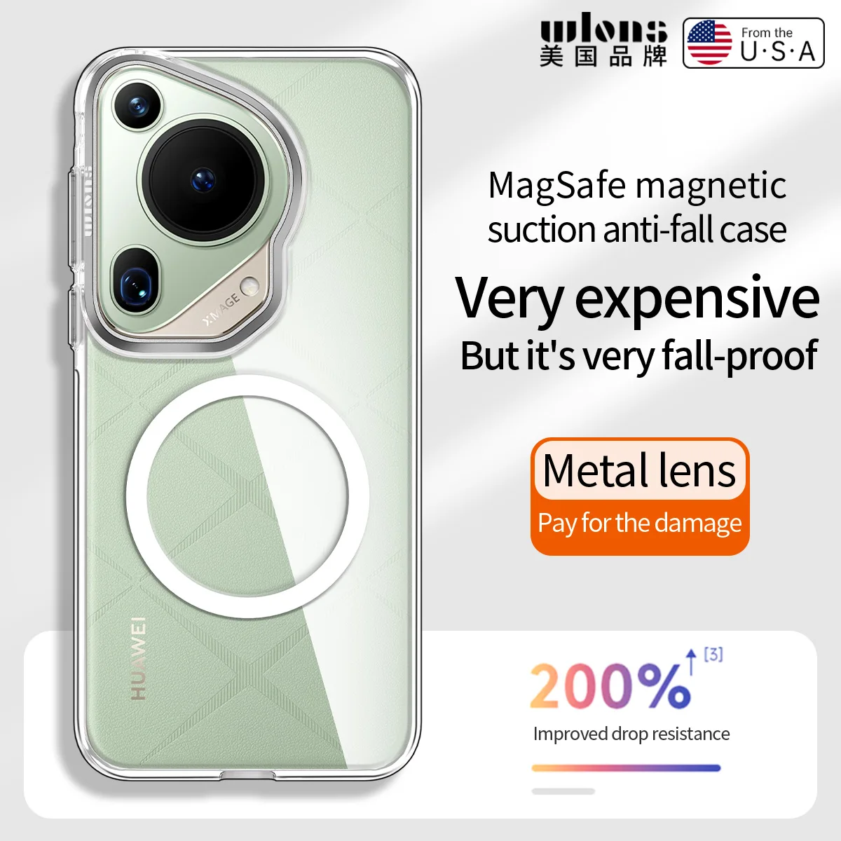 

Wlons Transparent Hard PC Shockproof Case For Huawei Pura 70 Ultra Plus Pura70 Pro+ Magsafe Magnetic Wireless Charge Back Cover