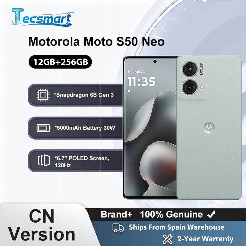 Smartphone-Global Rom MOTOROLA Moto S50 Neo 5G t�l�phone 120Hz Smartphone 5000mAh 6.7 pouces 50 MP Snapdragon 256GB/512GB t�l�phone portable Android CN Version Motorola g85