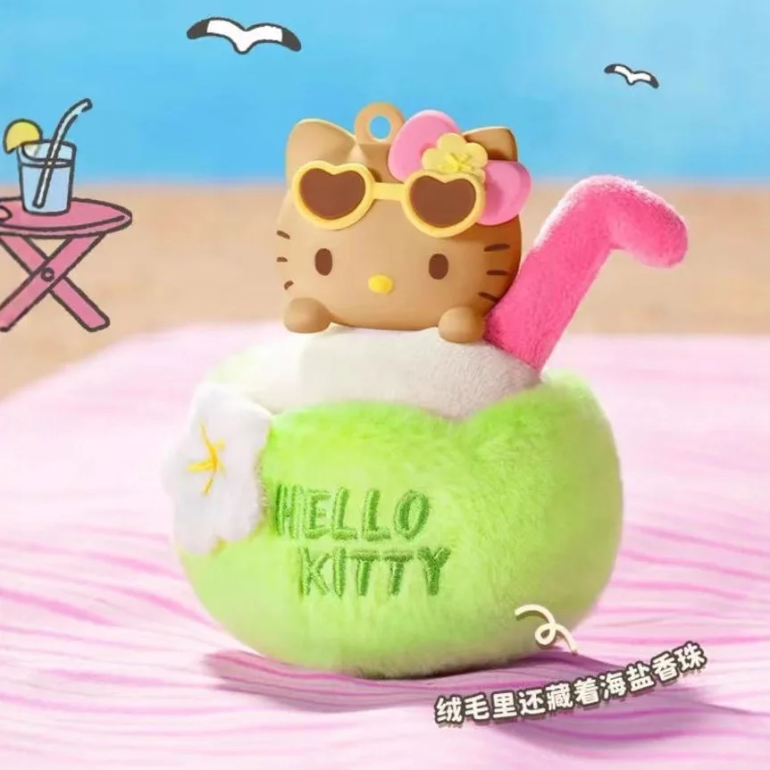 Hello Kitty Summer Black Skin Series Blind Box Sun-Sensitive Color-Changing Aroma Charm Pendant Collectable Cartoon Anime Doll K