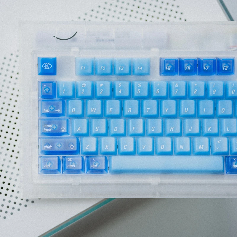 Blue Summer Ocean Theme Keycaps Set PC Cherry Profile Custom Original Handmade Keycaps for Mechanical Keyboard Accessories DIY
