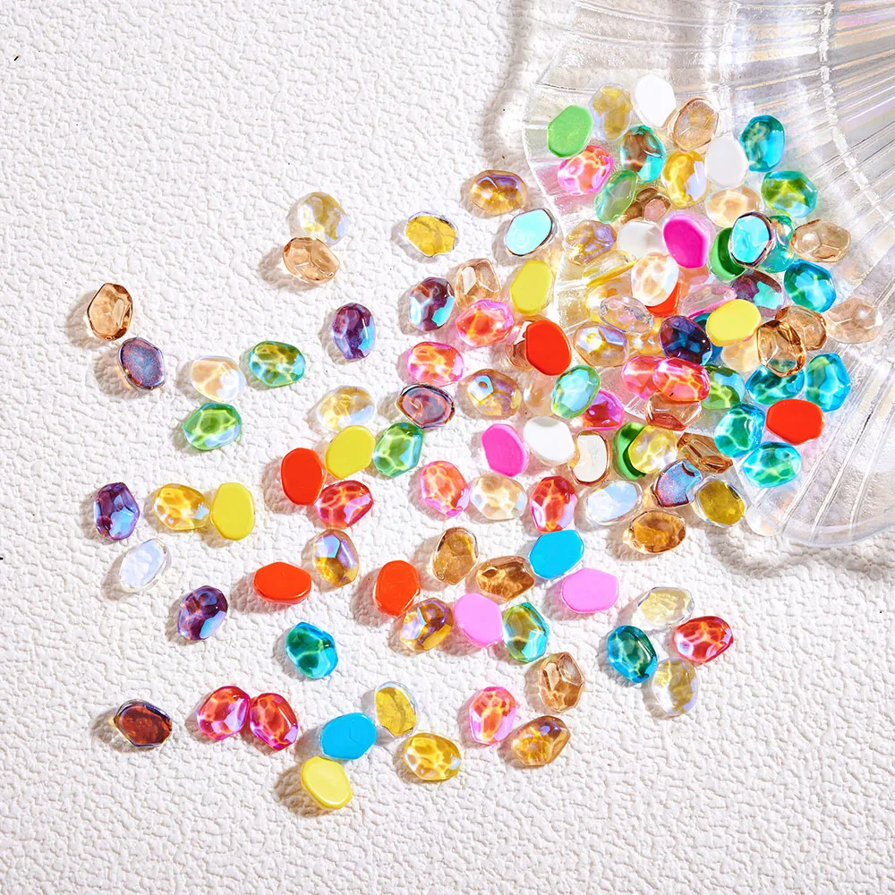 50pcs Aurora Water Ripple Stone Nail Art Charms 3D Summer Ice Transparent Crystal Nail Rhinestone Gems Flatback Luxury Diamond