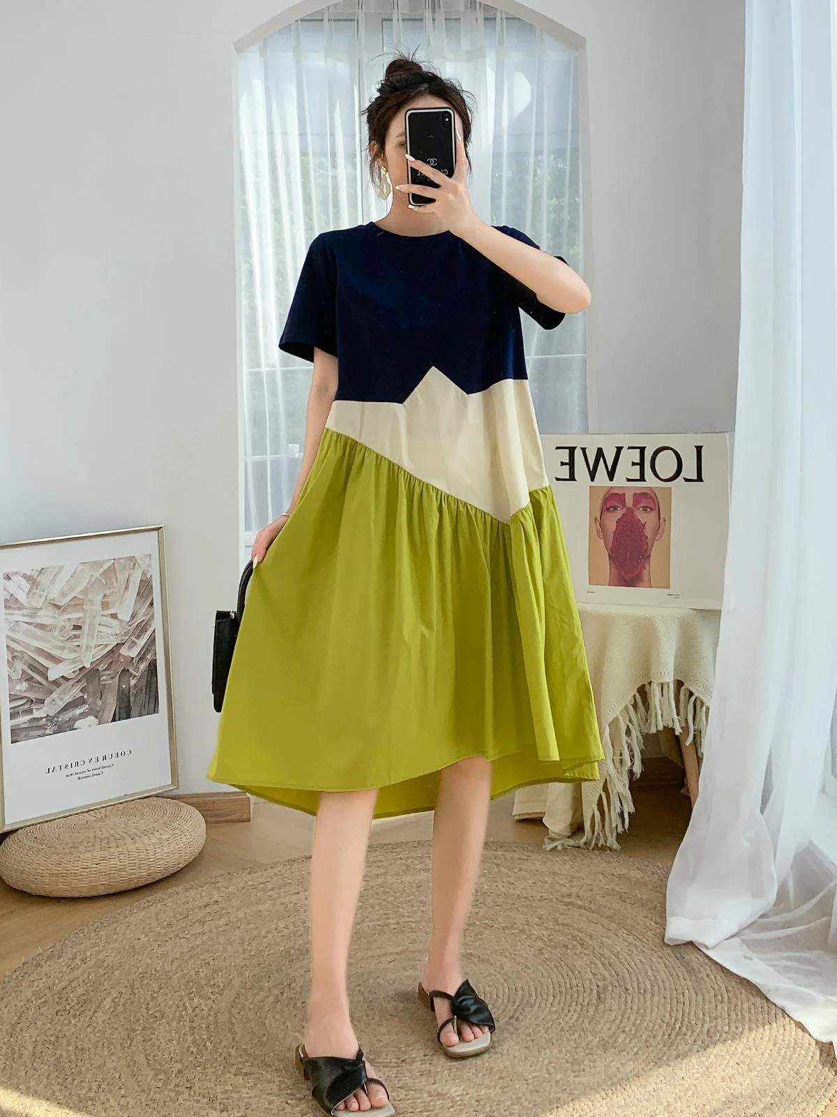 Spécial grande taille en mousseline de soie Dr femmes Materni grande taille Ele jupe Midi ourlet large décontracté été ort Sve