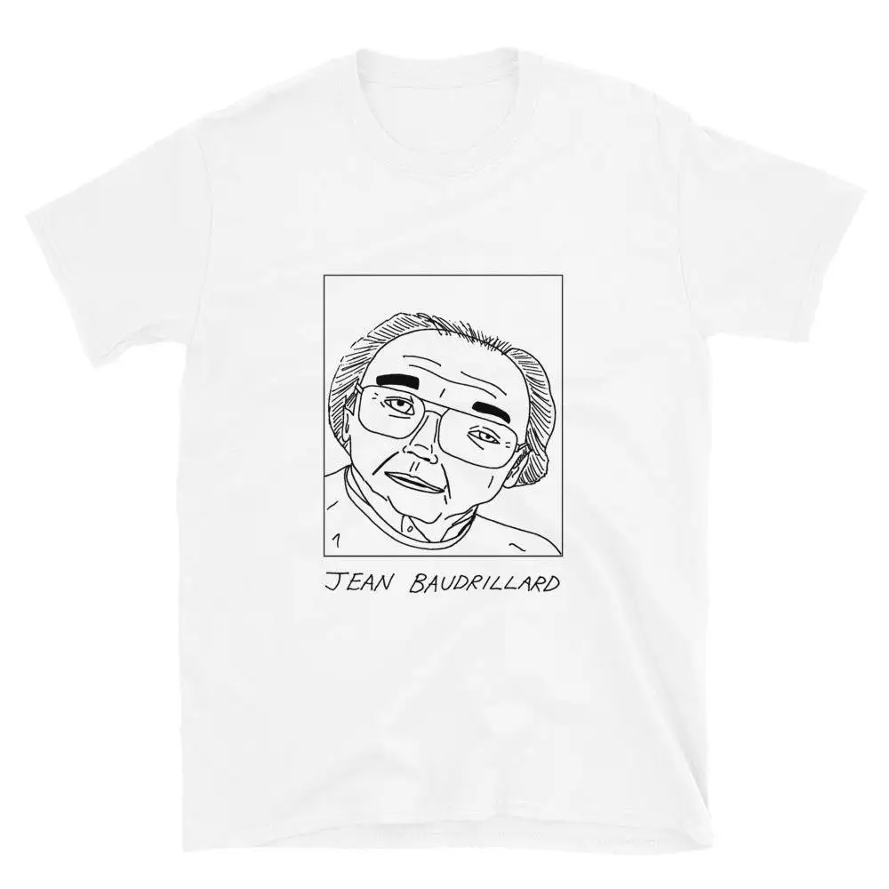 Badly Drawn Authors Jean Baudrillard T Shirt FREE Worldwide Delivery