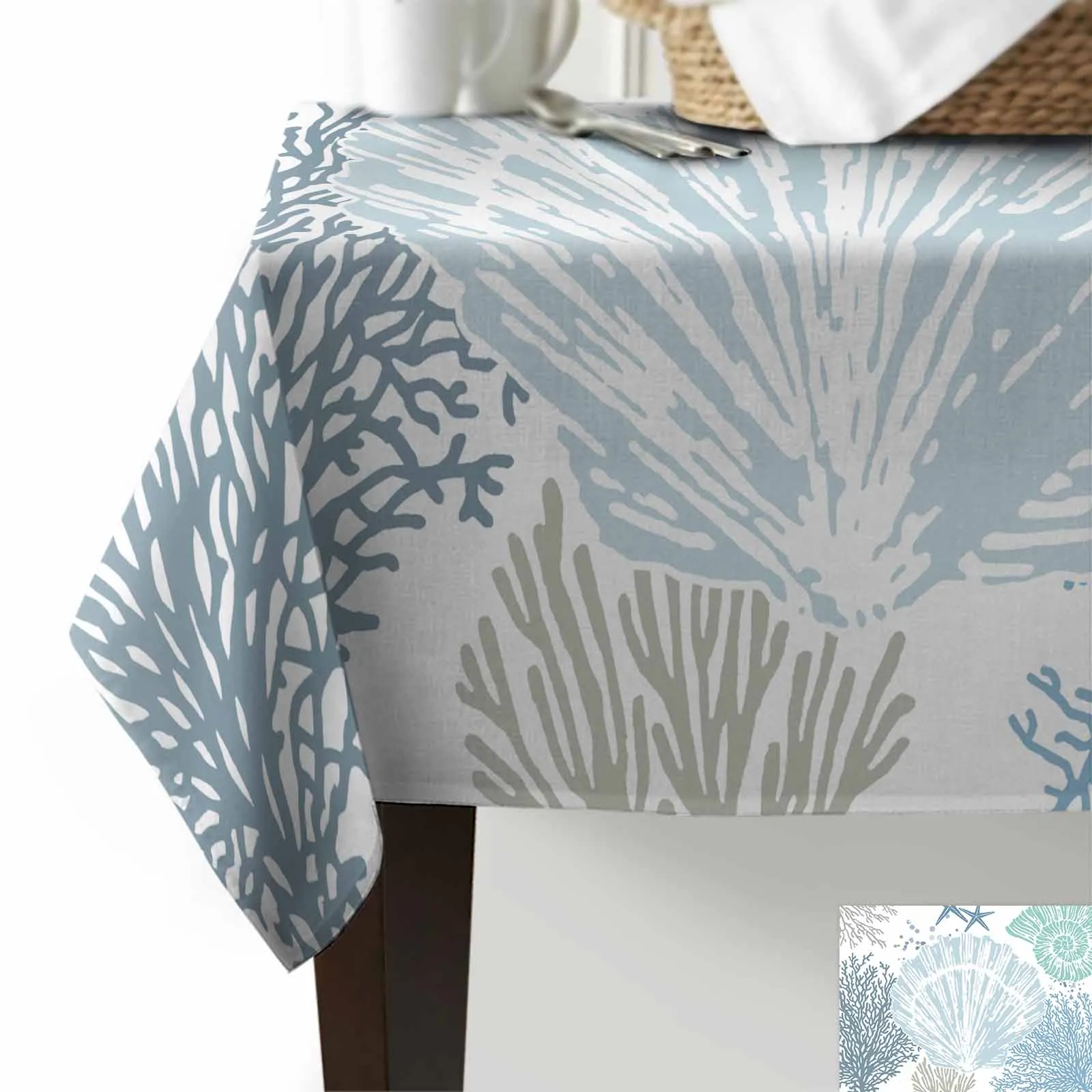 Ocean Shell Texture Anti-scalding Thickened Waterproof Tablecloth Rectangular Round Table Cover Kitchen Furnishings