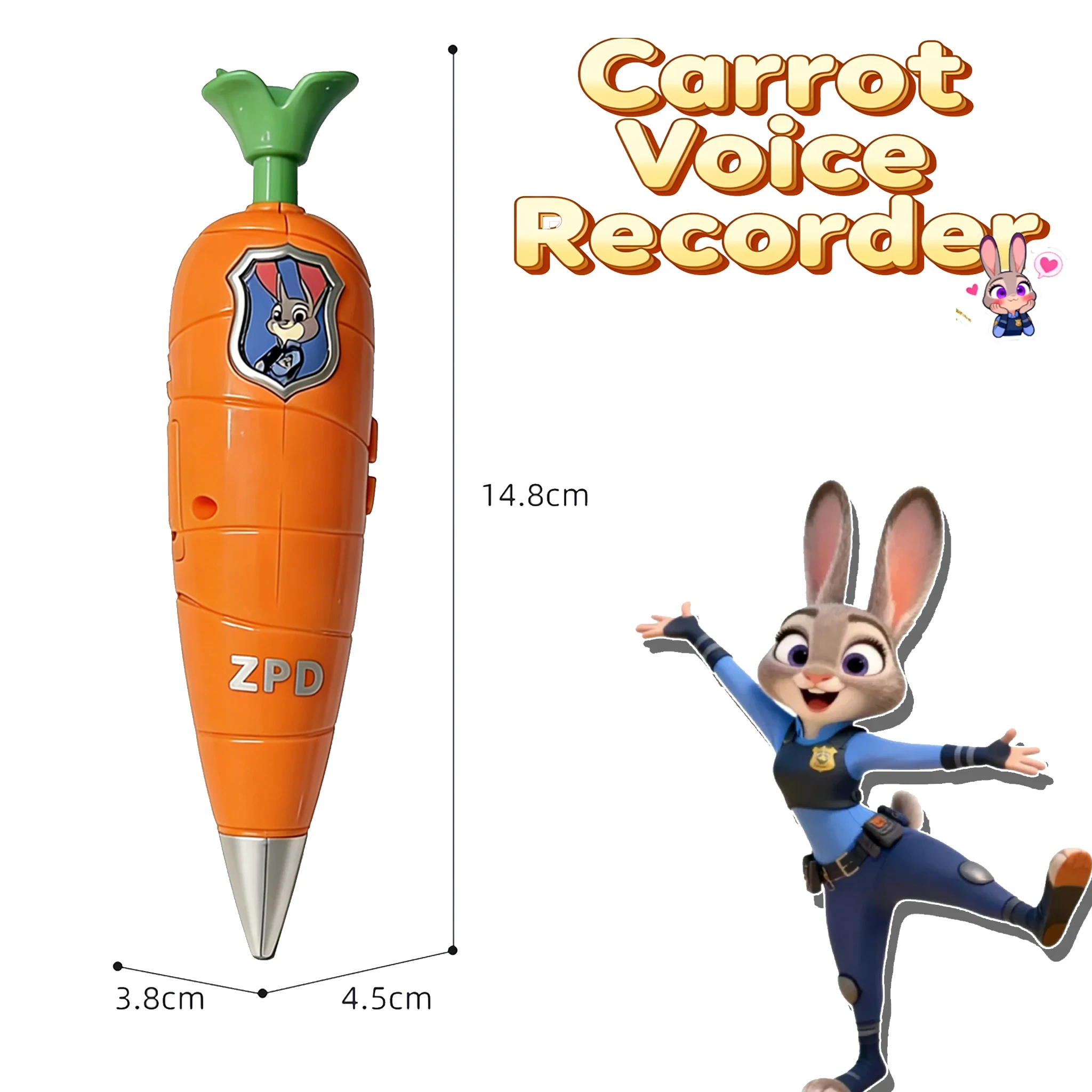 

/ HOT Disney Zootopia 2 Carrot Recorder Pen | Judy & Nick Style for Kids | 60s Mini Recorder | 2-in-1 Gel Pen Stationery