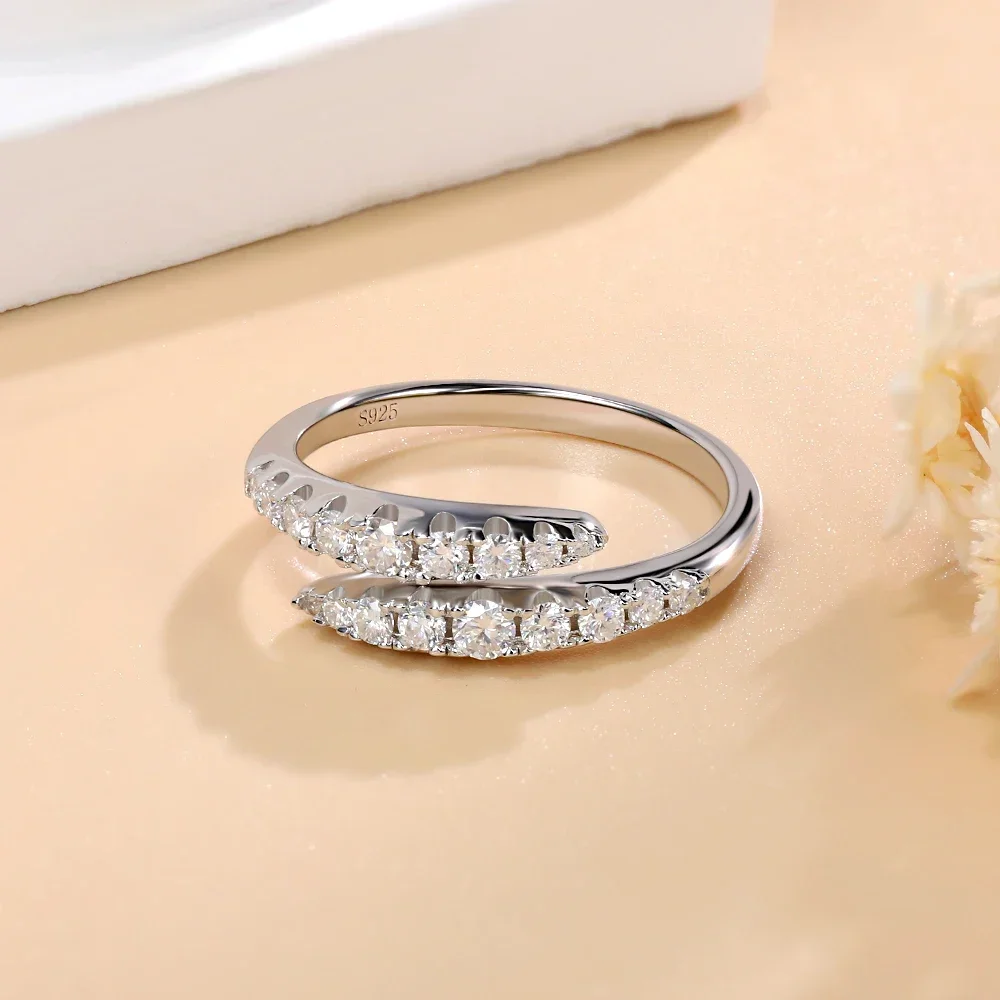 Real Moissanite Ring for Women Wedding Band 925 Sterling Silver Engagement Rings D Color VVS1 Lab Diamond Rings Fine Jewelry