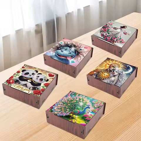 Diamond Painting Square Storage Box Kit,Cute animal Diamond Art Special Shape Diamond Flip Cover Storage Box for Home Decor Gift