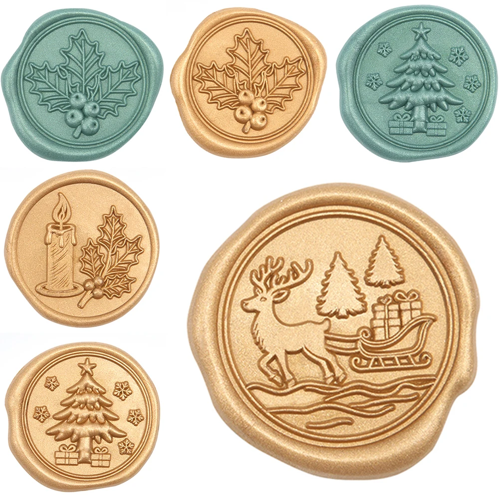 

30pcs Embossed Christmas Wax Seal Stickers Tree laurel Gift Box Self-adhesive Sticker for DIY Xmas Invitation Envelope Decor