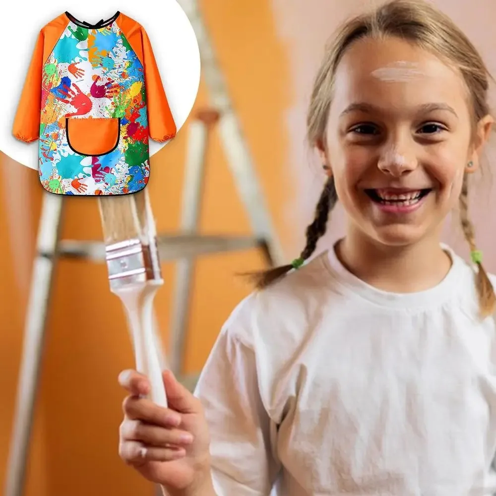 Children Painting Smock Aprons Waterproof Long Sleeve Painting Apron For Kids Artistic Sense Kids Art Uniform For Drawing Eating