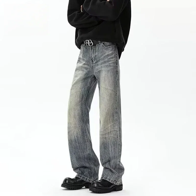 

Американские ретро потертые джинсы для мужчин, корейская мода, мешковатые джинсовые брюки для мужчин, Y2k, уличная одежда в стиле Харадзюку