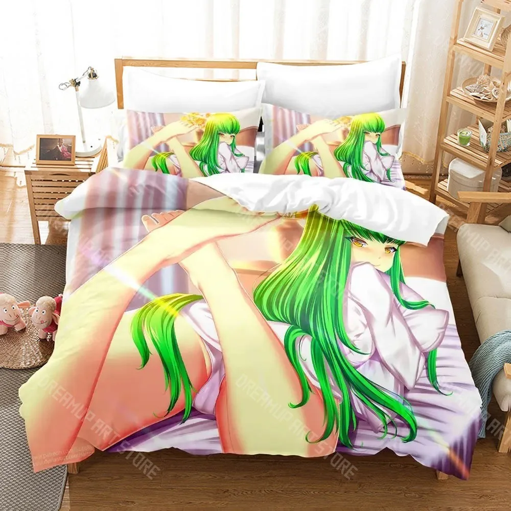 3D Printed Code Geass Anime Lelouch C.C. Bedding Set Boys Girls Duvet Cover Pillowcase Twin Queen King Full Single Double Sizes