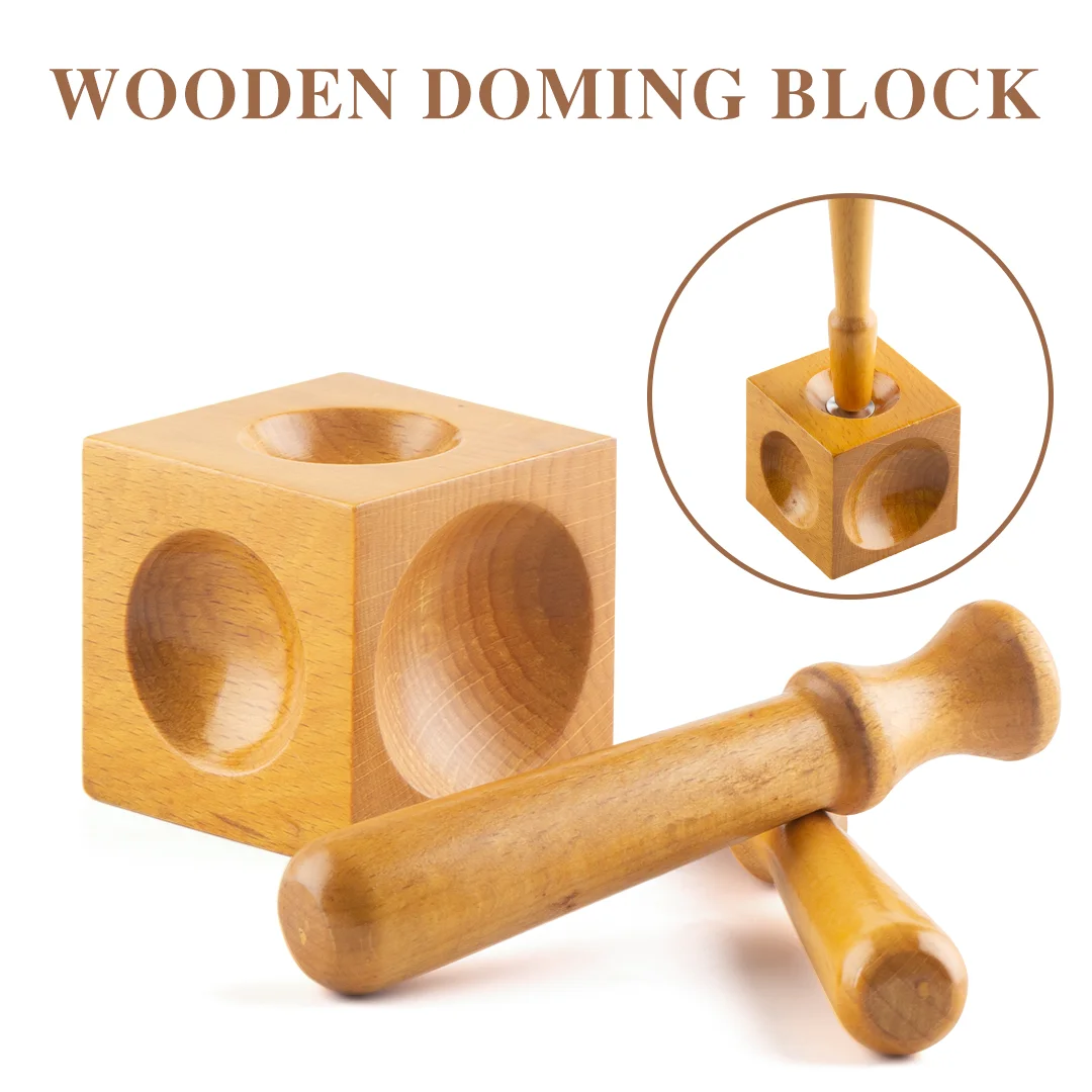 

XUQIAN Wooden Doming Block 2 inches 6 Assorted Sized Domes with 2 Punches Jewelry Making Tools for Metal Stamping Kit