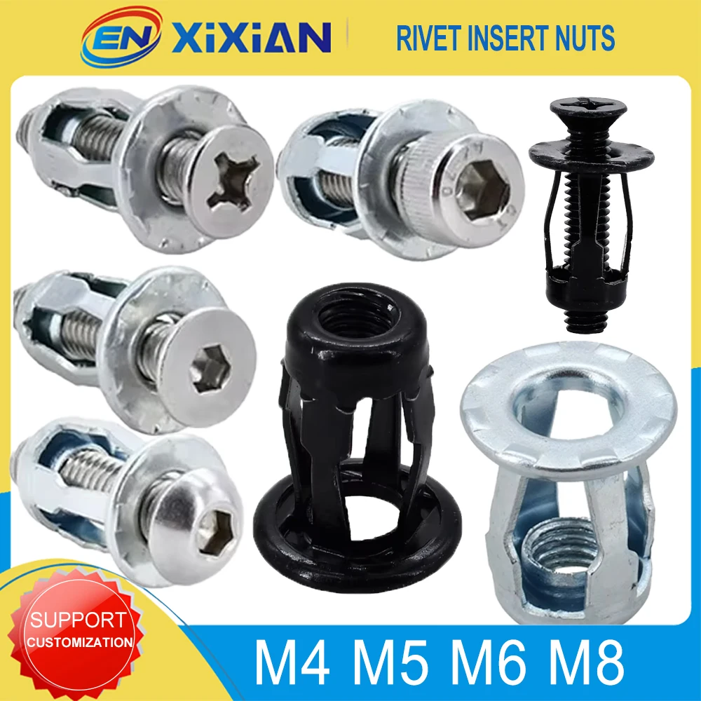 Rivet Insert Nuts M4 M5 M6 M8 Molly Jack Nut Expansion Screw Petal Shape Metal Nut Panel License Fix Lock Clamp Rivnut Free Ship